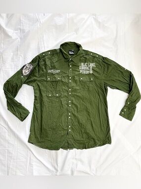 Blac Label Green Military Snap Button Shirt